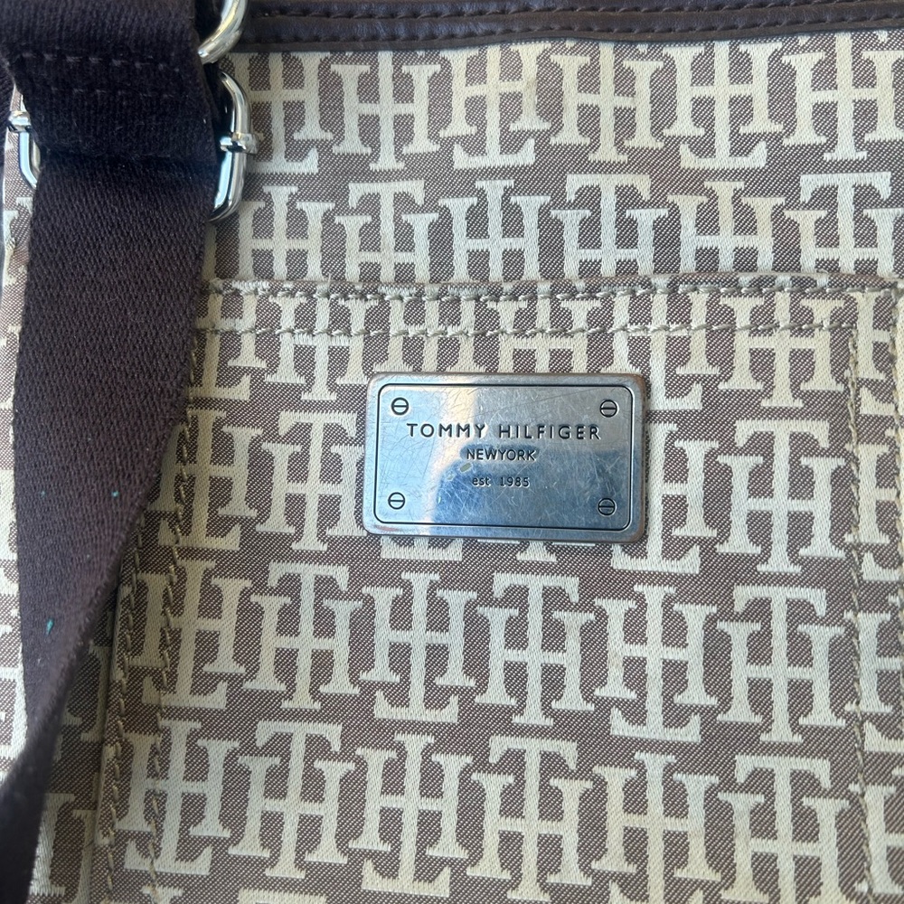 Tommy Hilfiger Tan Monogram Messenger Bag